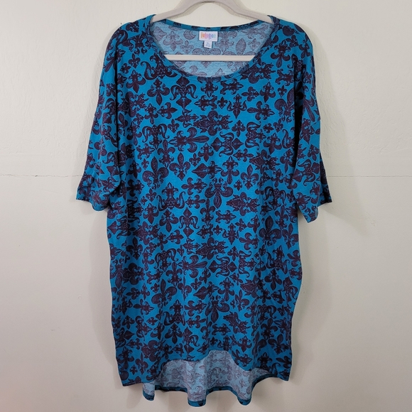 NOT FOR SALE Lularoe Irma Hi Low Tunic Top Fleur-De-Lis Sz XL - Picture 2 of 11